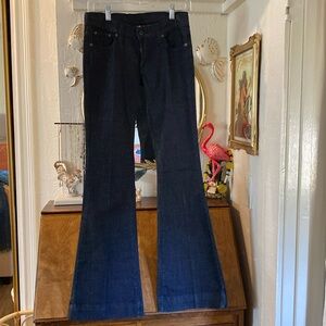 Lucky Brand dark wash jeans; Sundown wide leg low rise style